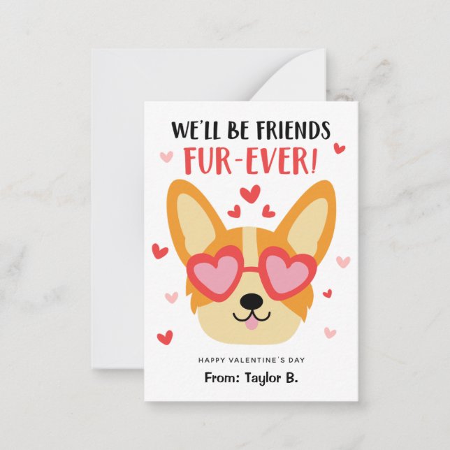 Corgi Dog Valentine's Day Cards for Kids (Front)