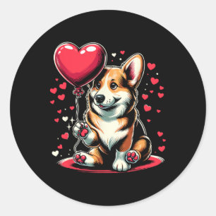 Corgi Dog Valentine's Day Dog Owner Valentine Classic Round Sticker