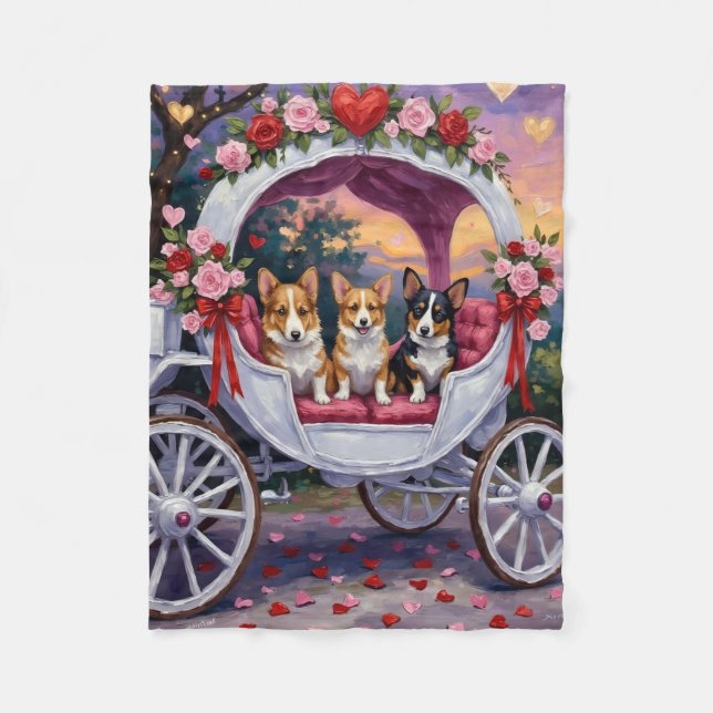 Corgi Dog Valentine's Day  Fleece Blanket (Front)