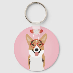 Corgi Dog Valentines Day Key Ring