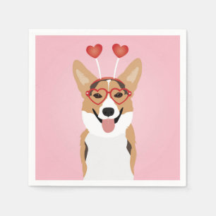 Corgi Dog Valentines Day Napkin