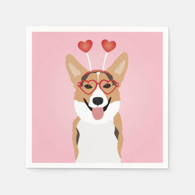 Corgi Dog Valentines Day Napkin (Front)