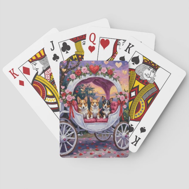 Corgi Dog Valentine's Day  Playing Cards (Back)