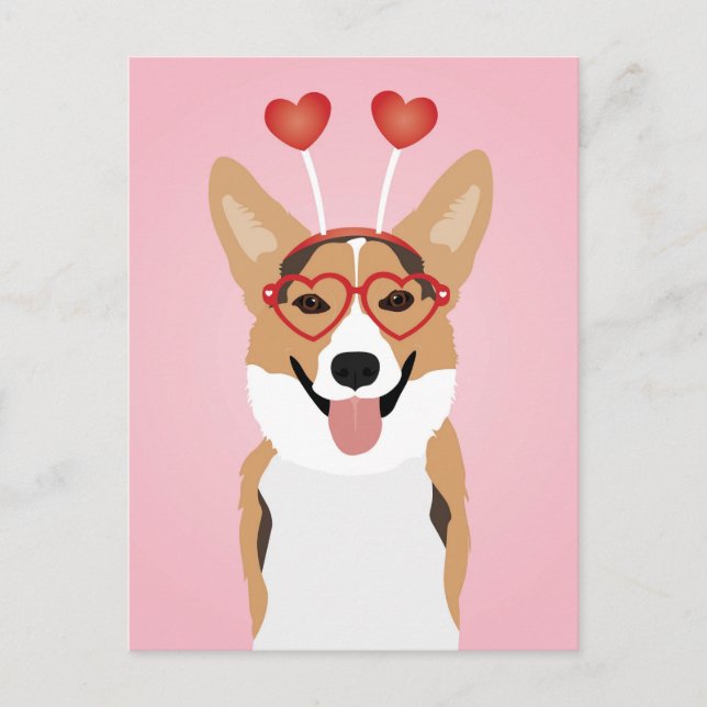 Corgi Dog Valentines Day Postcard (Front)