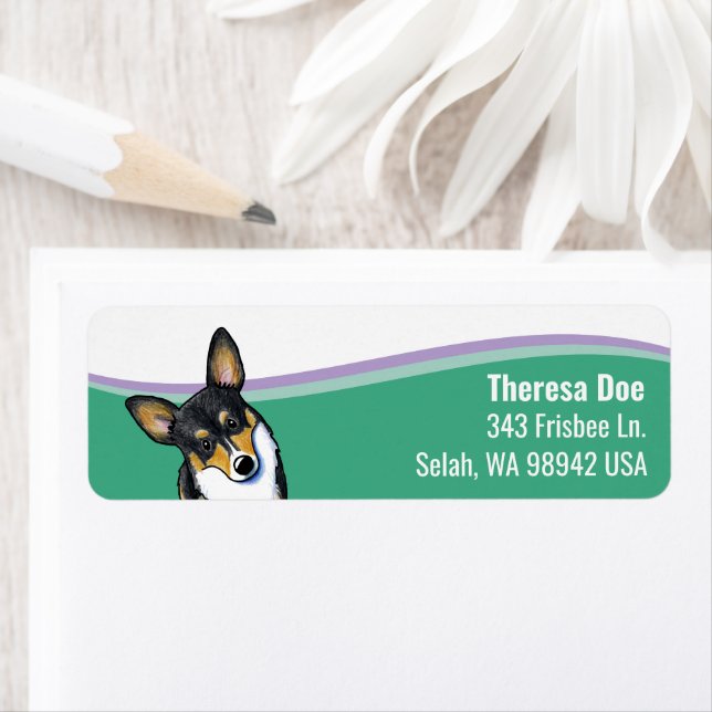 Corgi Dog Wave Address Label (Insitu)