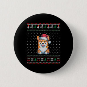 Corgi Dog Wearing Santa Hat Ugly Xmas Dog Lovers 1 6 Cm Round Badge