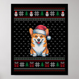 Corgi Dog Wearing Santa Hat Ugly Xmas Dog Lovers 1 Poster