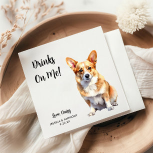 Corgi Dog Wedding  Napkin
