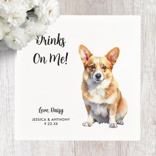 Corgi Dog Wedding  Napkin