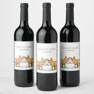 Corgi Dog Wedding Personalised Wine Label