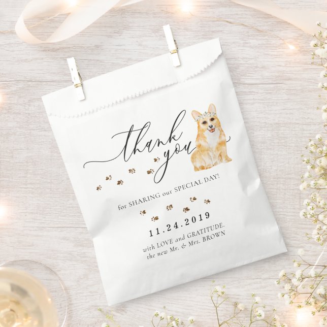 Corgi dog Wedding Thank You Favour Bags (Clipped)