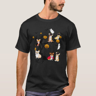Corgi Dog Witch Scary Tree Halloween Costume Dog T-Shirt