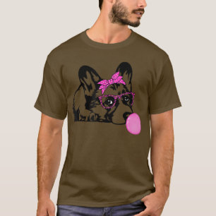 Corgi dog with bubble gum bandanna glasses T-Shirt