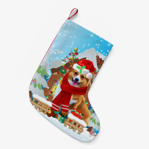 Corgi dog with Christmas gifts Small Christmas Stocking