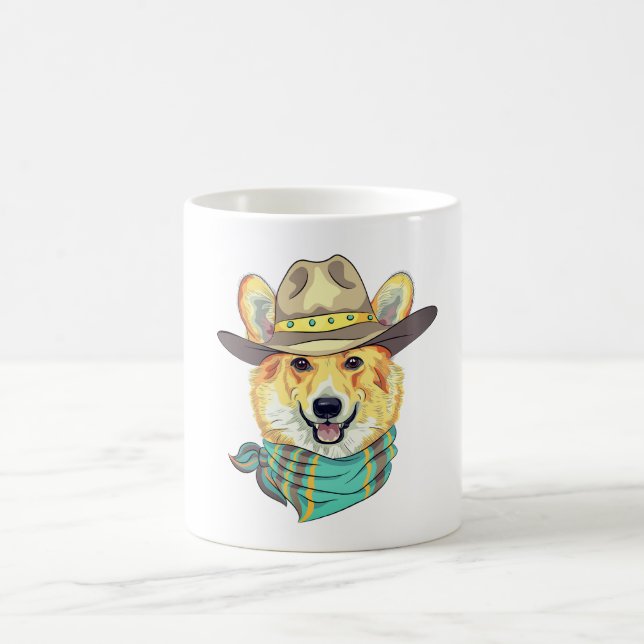 Corgi Dog with Cowboy Hat Coffee Mug (Center)
