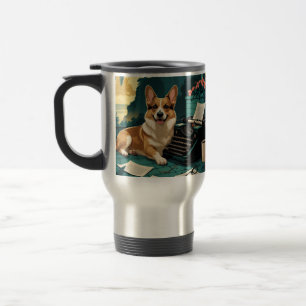 Corgi Dog with glossy fur and a gentleman vintage Travel Mug
