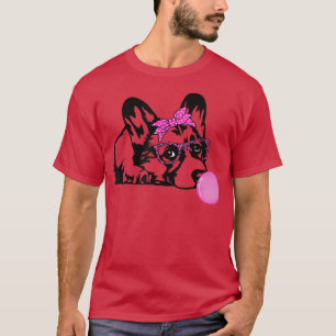 Corgi dog with with bubble gum bandanna glasses T-Shirt