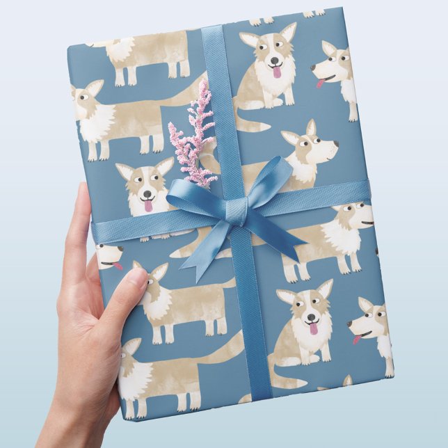 Corgi Dog Wrapping Paper (Cute Corgi dog teal green gift wrap paper roll)