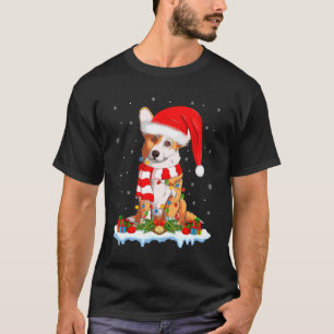 Corgi Dog Xmas Lighting Santa Hat Corgi Christmas T-Shirt