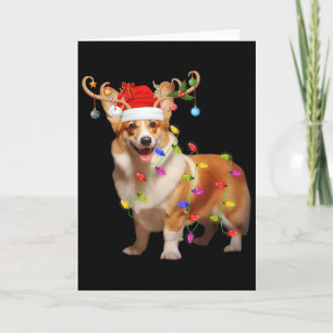Corgi Dog Xmas Lights Reindeer Santa Corgi Dog Chr Card