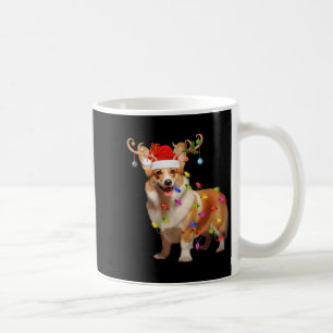 Corgi Dog Xmas Lights Reindeer Santa Corgi Dog Chr Coffee Mug
