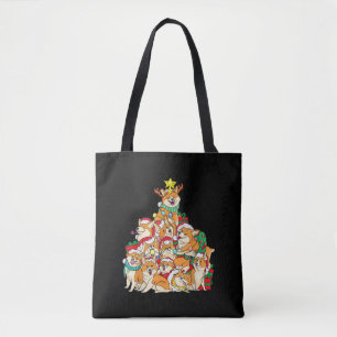 Corgi Dog Xmas Tree Gift Tote Bag