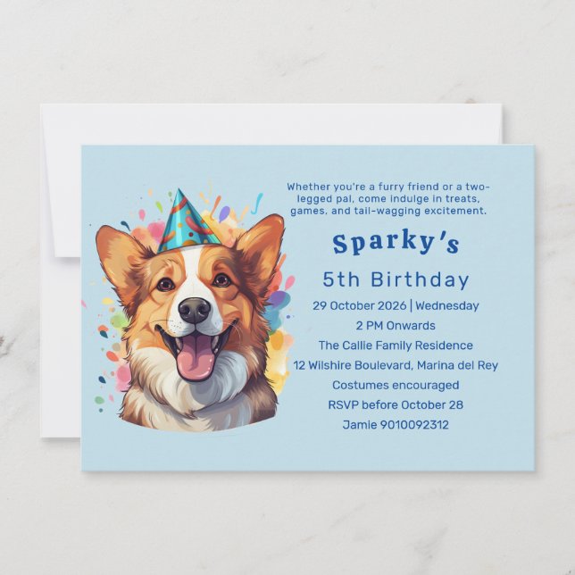 Corgi Doggo Paw-ty: A Birthday Bash Invitation (Front)