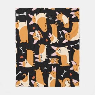 Corgi Dogs, Cute Seamless Background. Fleece Blanket