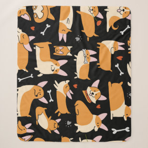 Corgi Dogs, Cute Seamless Background. Sherpa Blanket