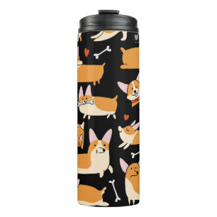 Corgi Dogs, Cute Seamless Background. Thermal Tumbler