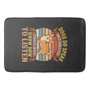 Corgi Dogs Do Speak Vintage Quote Bath Mat