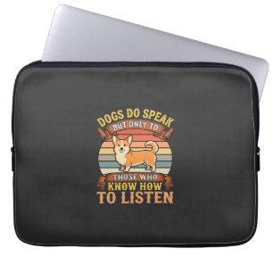 Corgi Dogs Do Speak Vintage Quote Laptop Sleeve