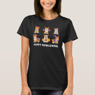 Corgi Dogs Halloween Happy Howl paw ween T-Shirt