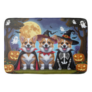 Corgi Dogs Pumpkin Halloween Funny Bath Mat