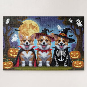 Corgi Dogs Pumpkin Halloween Funny Jigsaw Puzzle