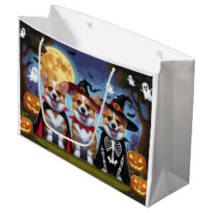 Corgi Dogs Pumpkin Halloween Funny Large Gift Bag