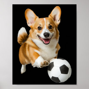 Corgi Dogs Soccer Poster