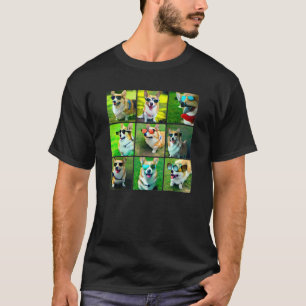 Corgi Dogs Wearing Cool Colourful Sunglasses Ai Ge T-Shirt
