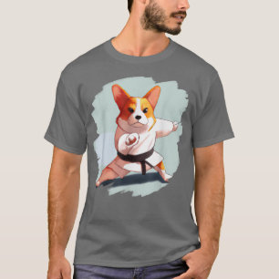 Corgi Doing Karate Kick Black Belt Martial Arts Do T-Shirt