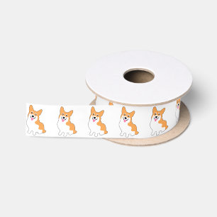 Corgi Drawing Satin Ribbon