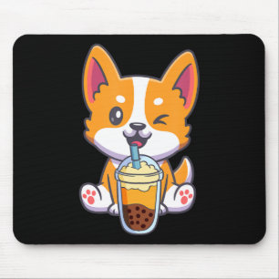 Corgi Drinking Boba Bubble Tea Drink Dog Anime Kaw Mouse Mat