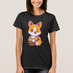 Corgi Eating Burger Fast Food Junk Food Corgi Dog T-Shirt