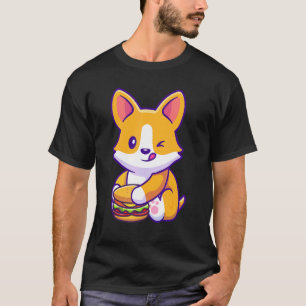 Corgi Eating Burger Fast Food Junk Food Corgi Dog T-Shirt