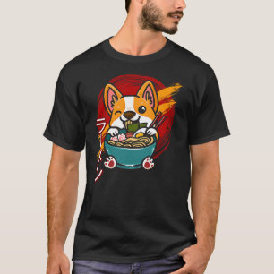 Corgi Eating Ramen Cute Kawaii Dog Japanese Noodle T-Shirt