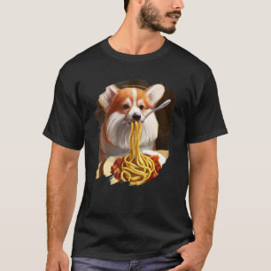 Corgi Eating Spaghetti Pasta Dog Italian Food 1 T-Shirt