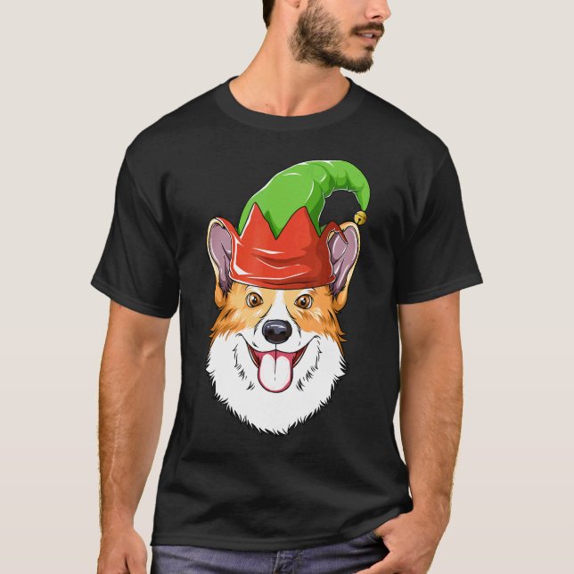 Corgi Elf Hat Christmas Corgi   T-Shirt (Front)