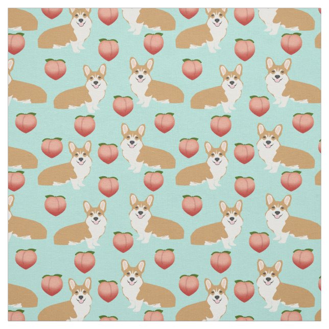 Corgi Emoji Fabric - cute peach corgis butts (Swatch)