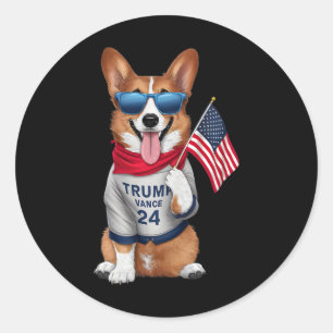 Corgi Even My Dog Wants Trump Vance Men Women Classic Round Sticker