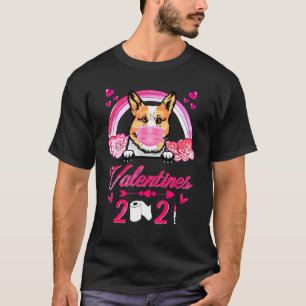 Corgi Face Mask Valentines 2021 Puppy Dog T-Shirt