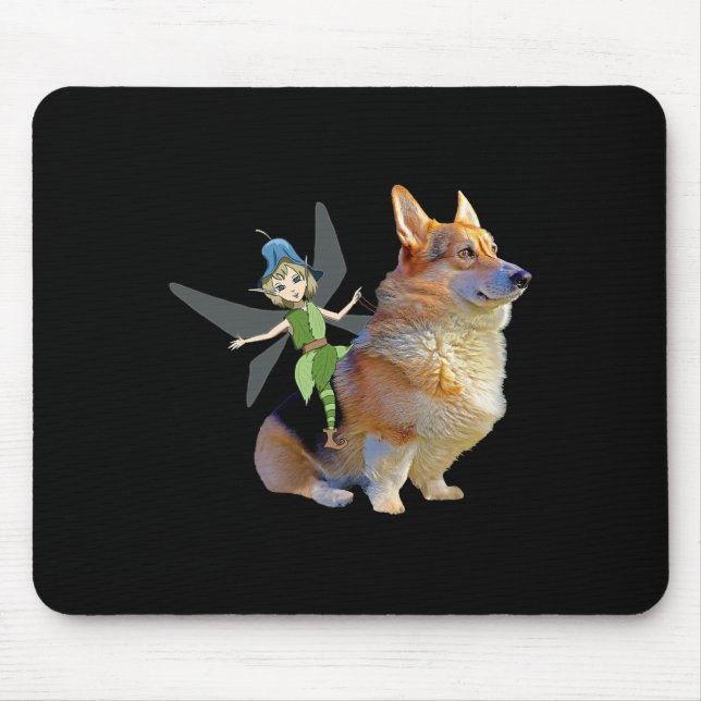 Corgi & Fairy - Funny Pembroke Welsh Corgi Mouse Mat (Front)